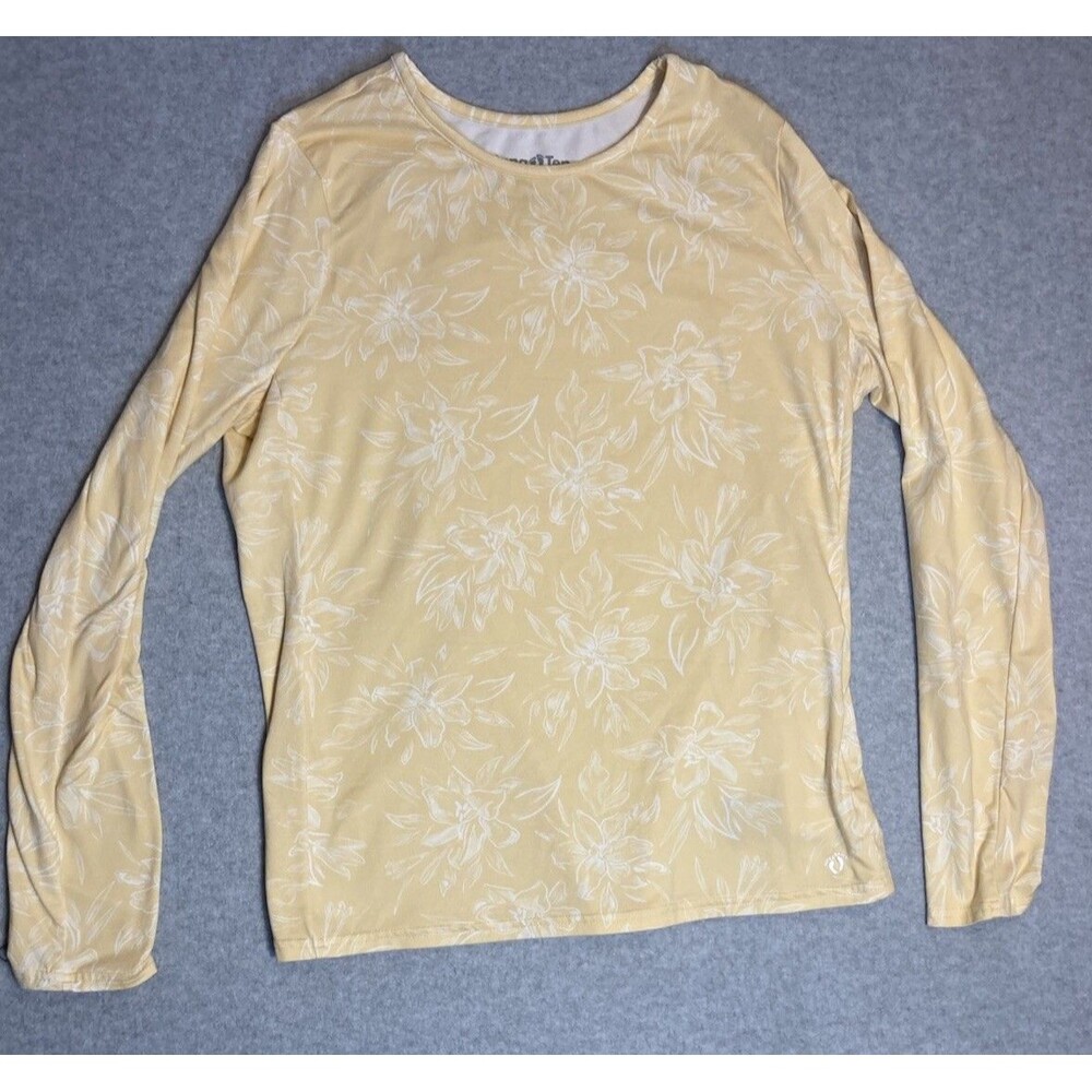 Hang Ten Sz L Shirt UPF Long Sleeve Super Soft Zipper Pocket Yellow Beach Pool